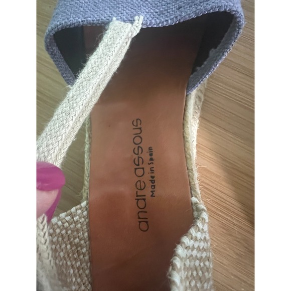 Andre Assous Purple Lace Tie Up Espadrilles Wedge Heels Size 9 - Picture 5 of 8